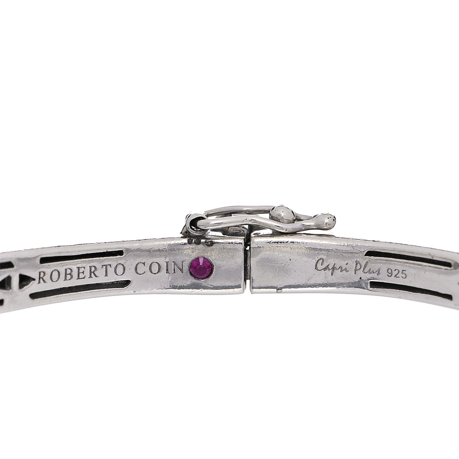 Roberto Coin Sterling Silver Diamond Capri Bangle Bracelet 5 of 5