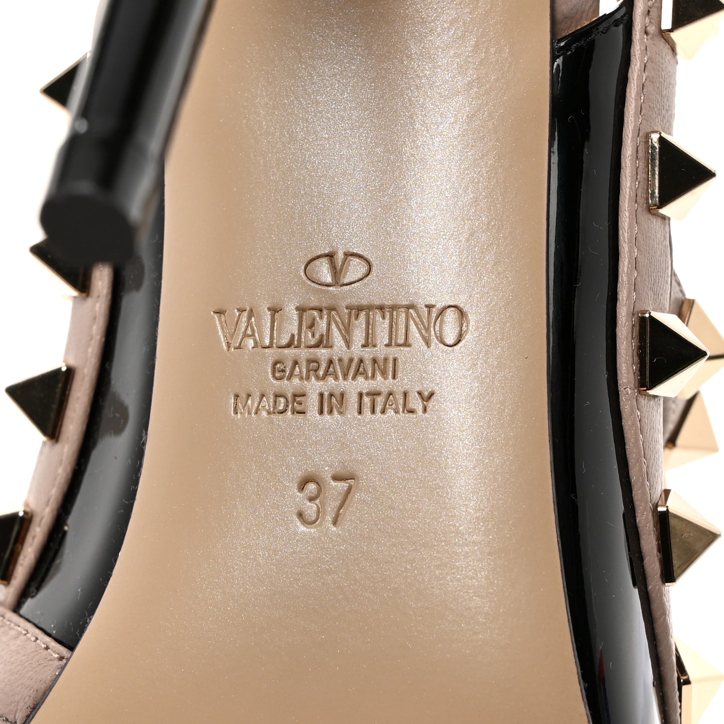 Patent Nappa Rockstud Ankle Strap 100mm Pumps 37 Black Poudre