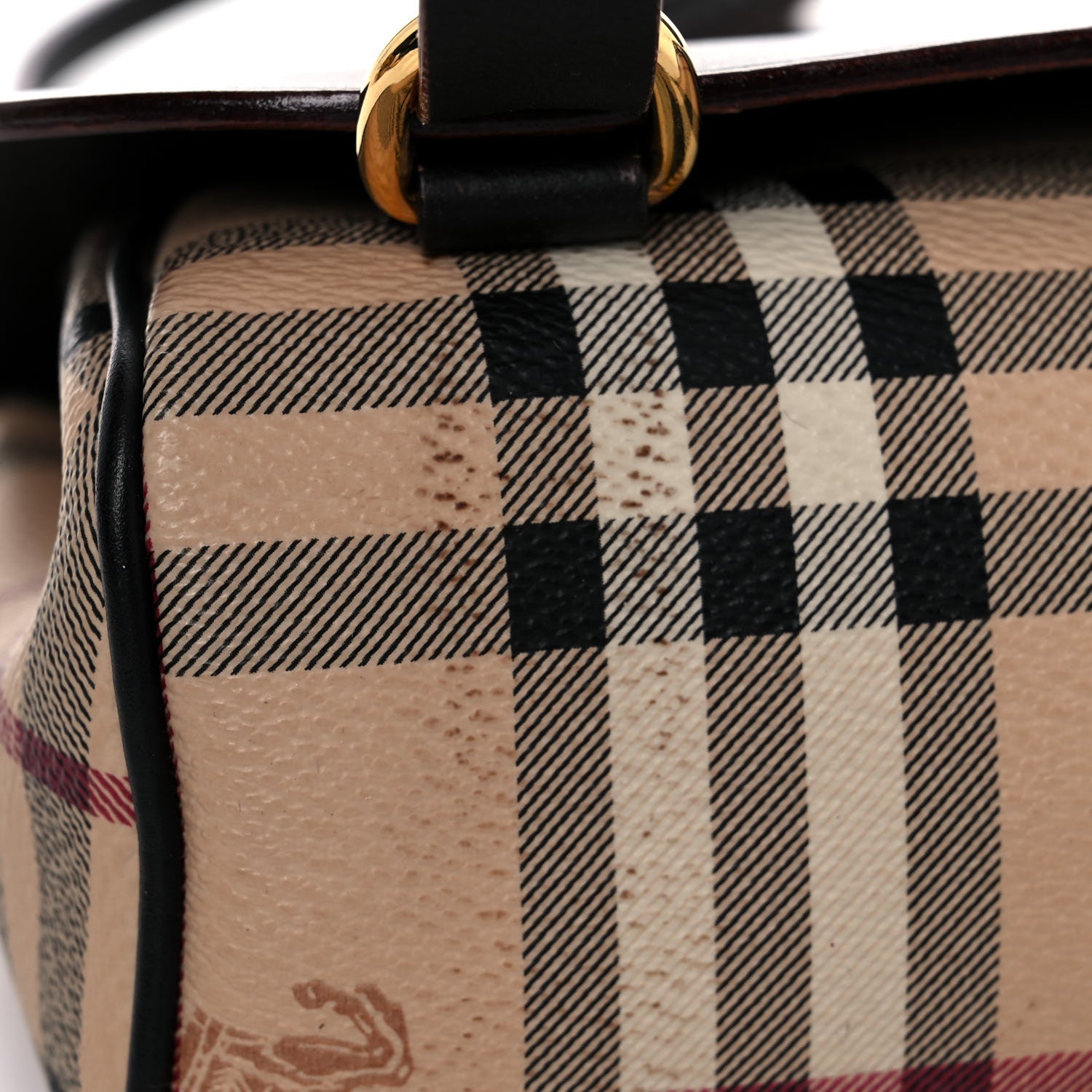 Burberry Haymarket Check Baby Bridle Saddle Bag Dark Clove Brown 16 of 20