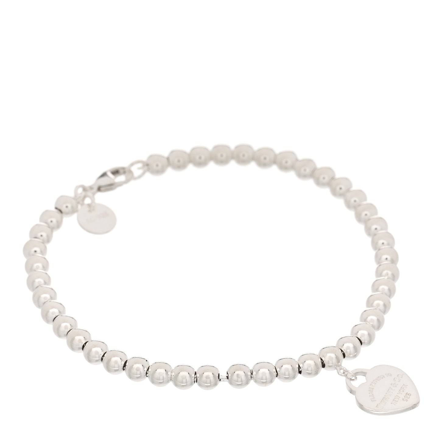 Sterling Silver 4mm Return To Tiffany Heart Tag Bead Bracelet