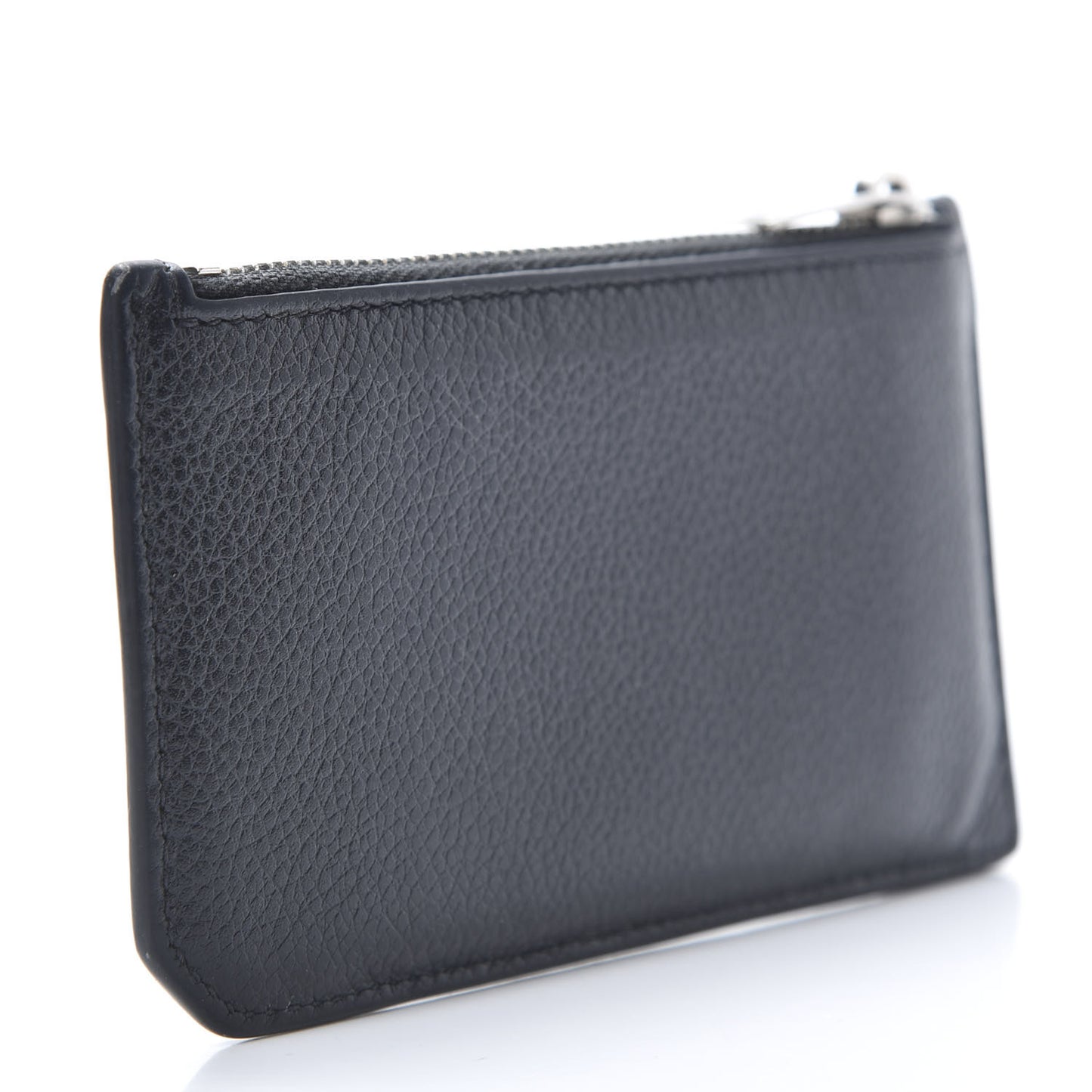Grained Calfskin 5 Fragments Zip Pouch Card Holder Black