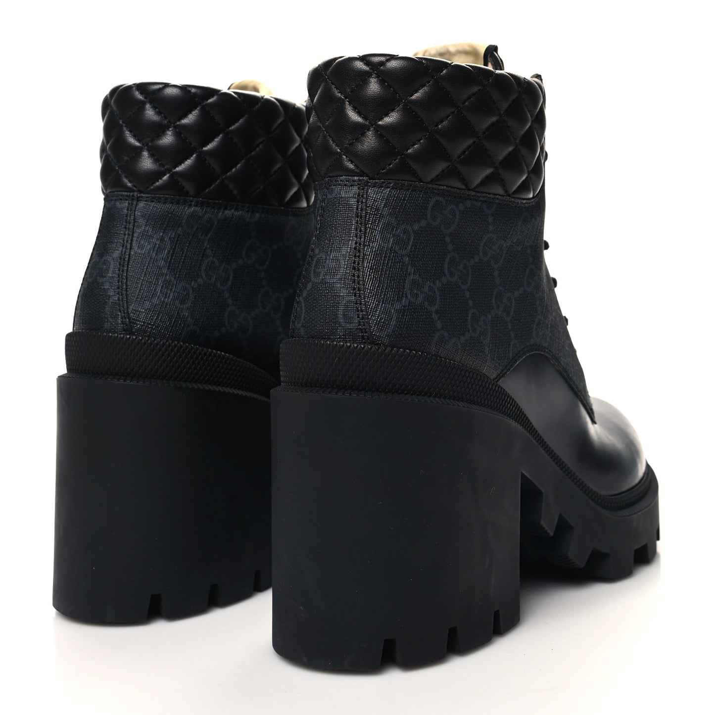 Magnum Calfskin Nappa Quilted Lace Up Ankle Boots 40 Black