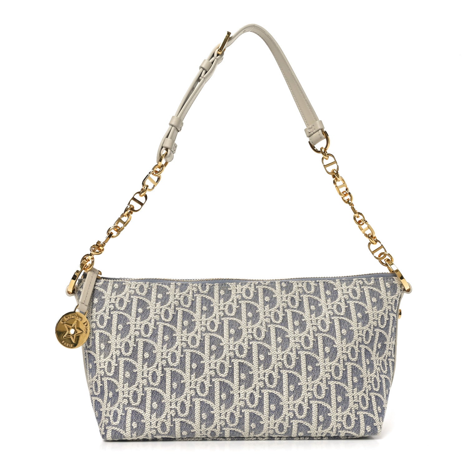 Christian Dior Chambray Raffia Effect Oblique DiorStar Hobo Bag