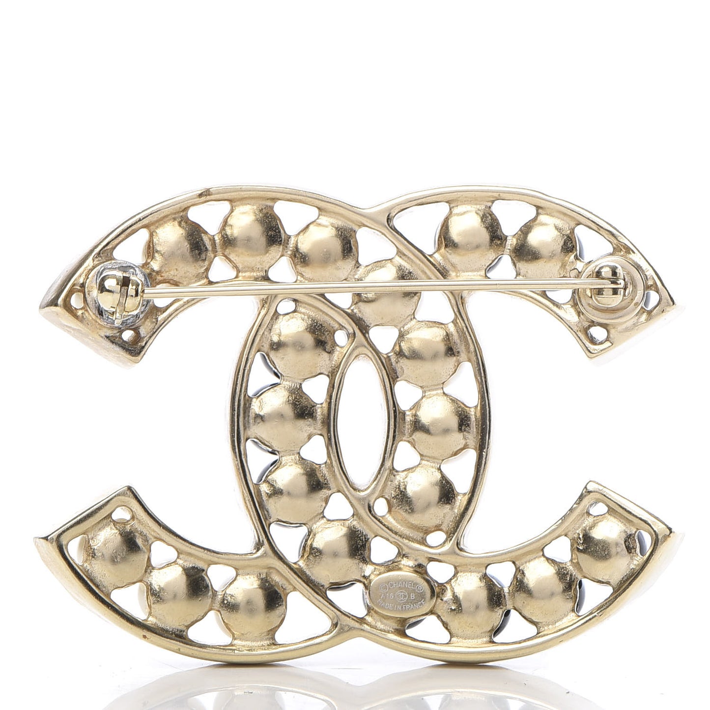 Pearl CC Brooch Black Gold