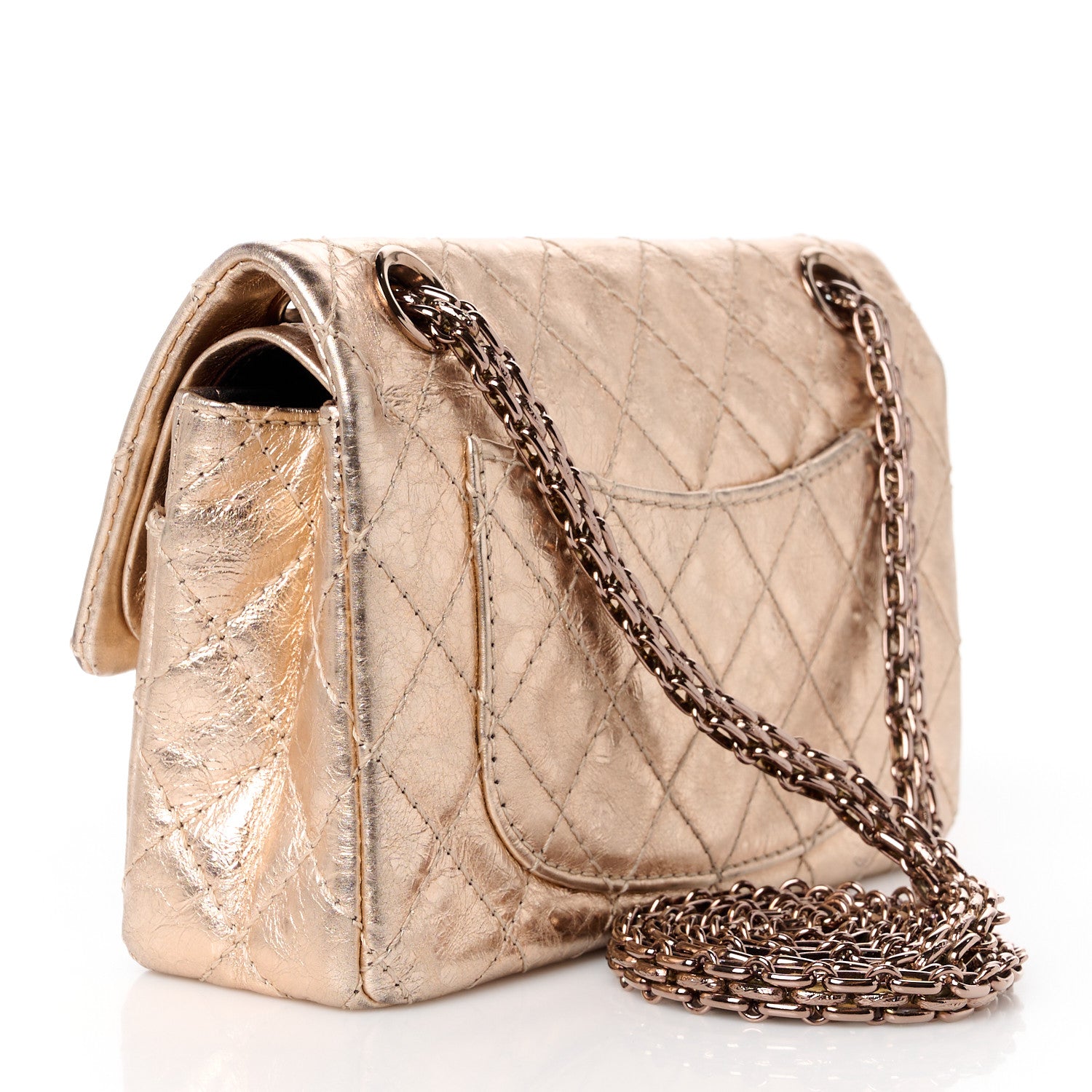 Chanel Metallic Aged Calfskin Quilted 2.55 Reissue 224 Flap Light Pink 3 of 12