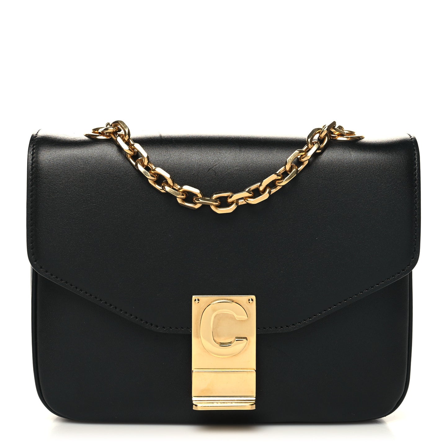Shiny Calfskin Small C Bag Black