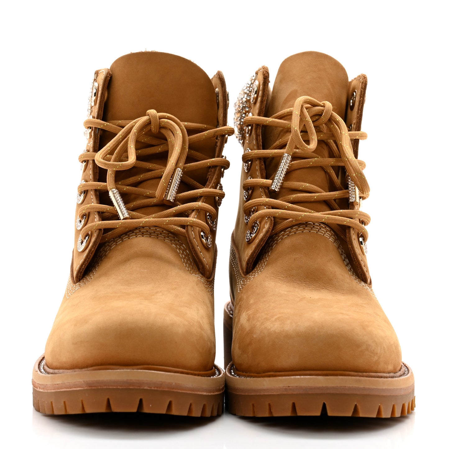 X TIMBERLAND Nubuck Swarovski Crystal Womens Ankle Boots 5.5 Wheat
