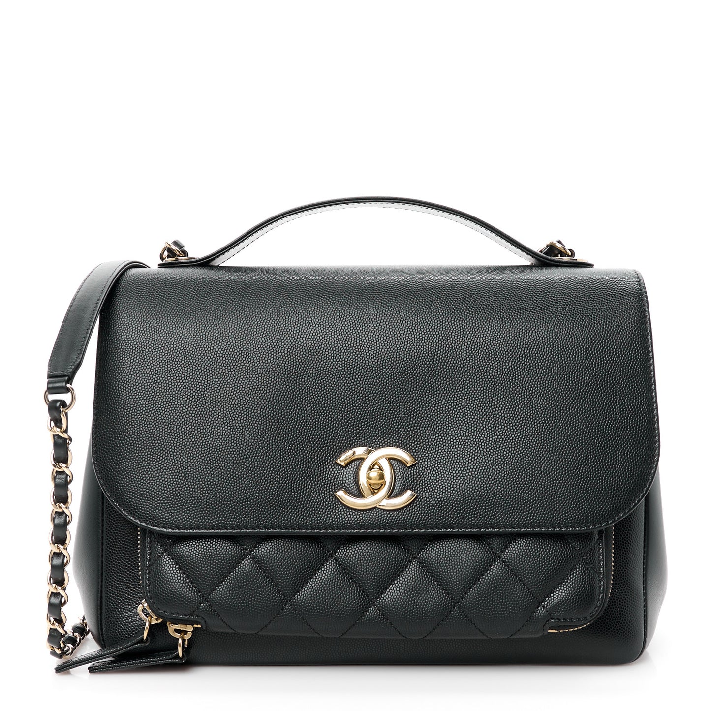 Caviar Quilted Large Business Affinity Flap Black