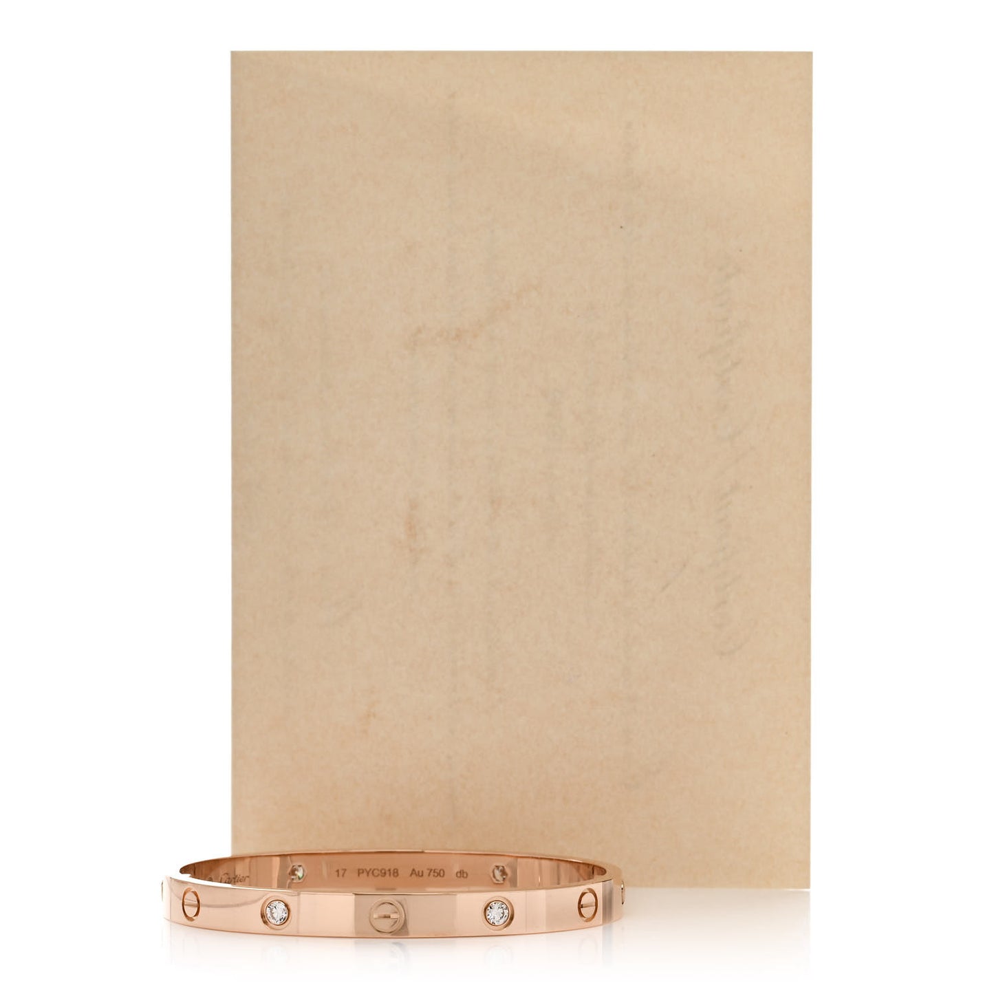 18K Pink Gold 4 Diamond LOVE Bracelet 17