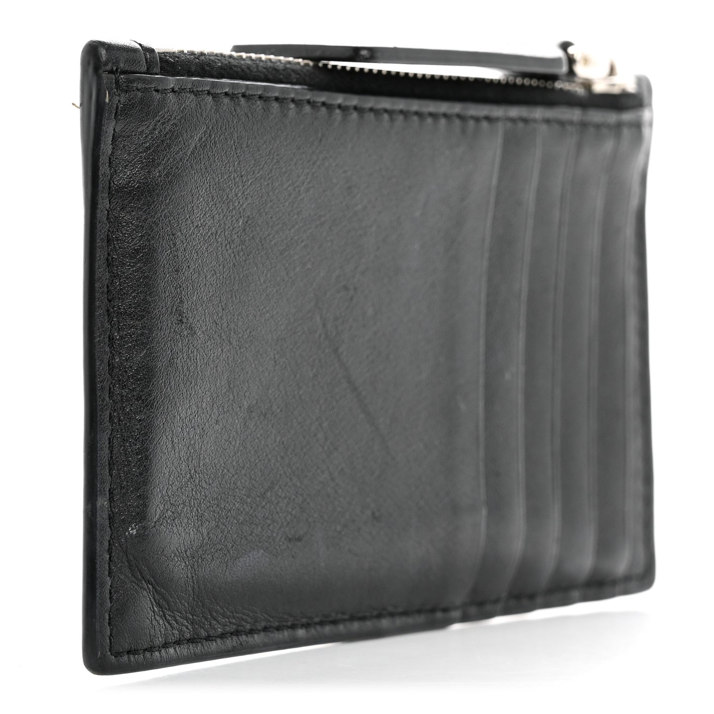 Calfskin Skull Logo Coin Case Card Holder Black