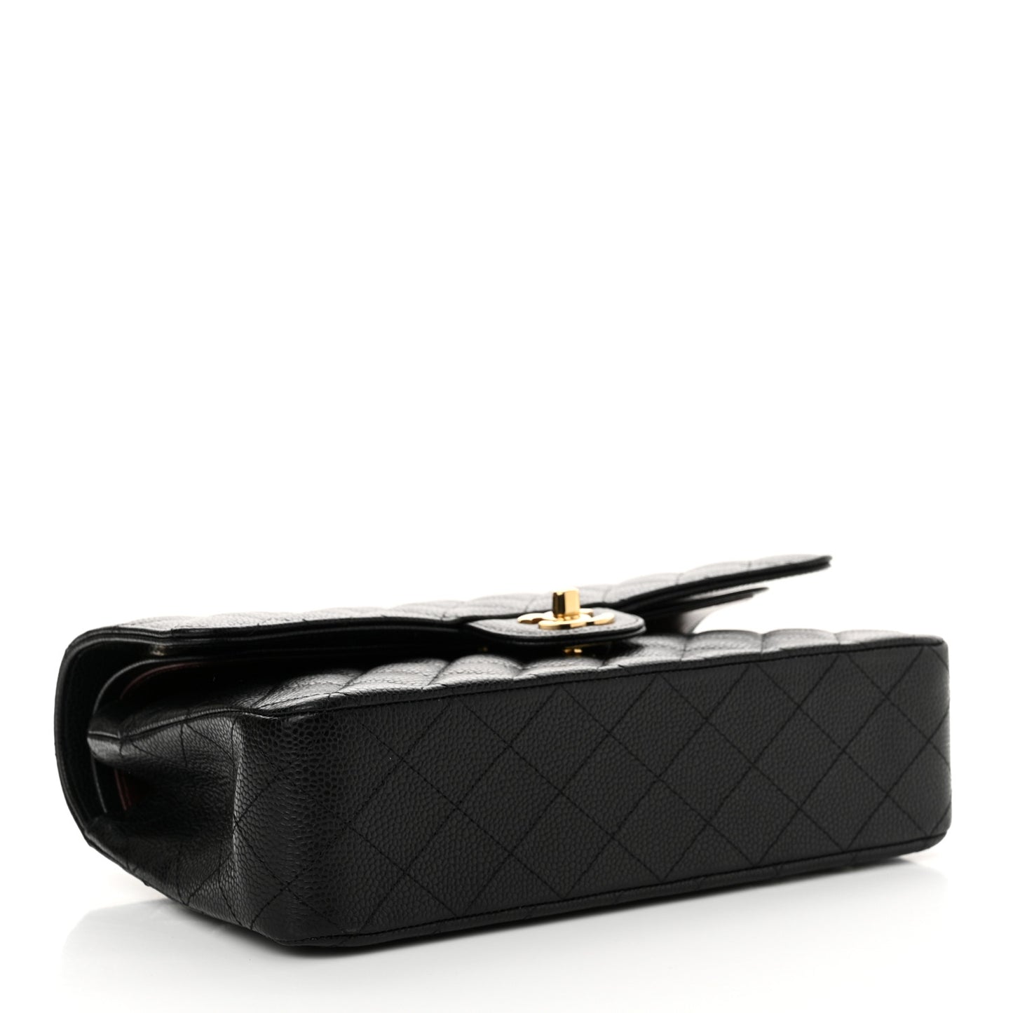 Caviar Quilted Medium Double Flap Black