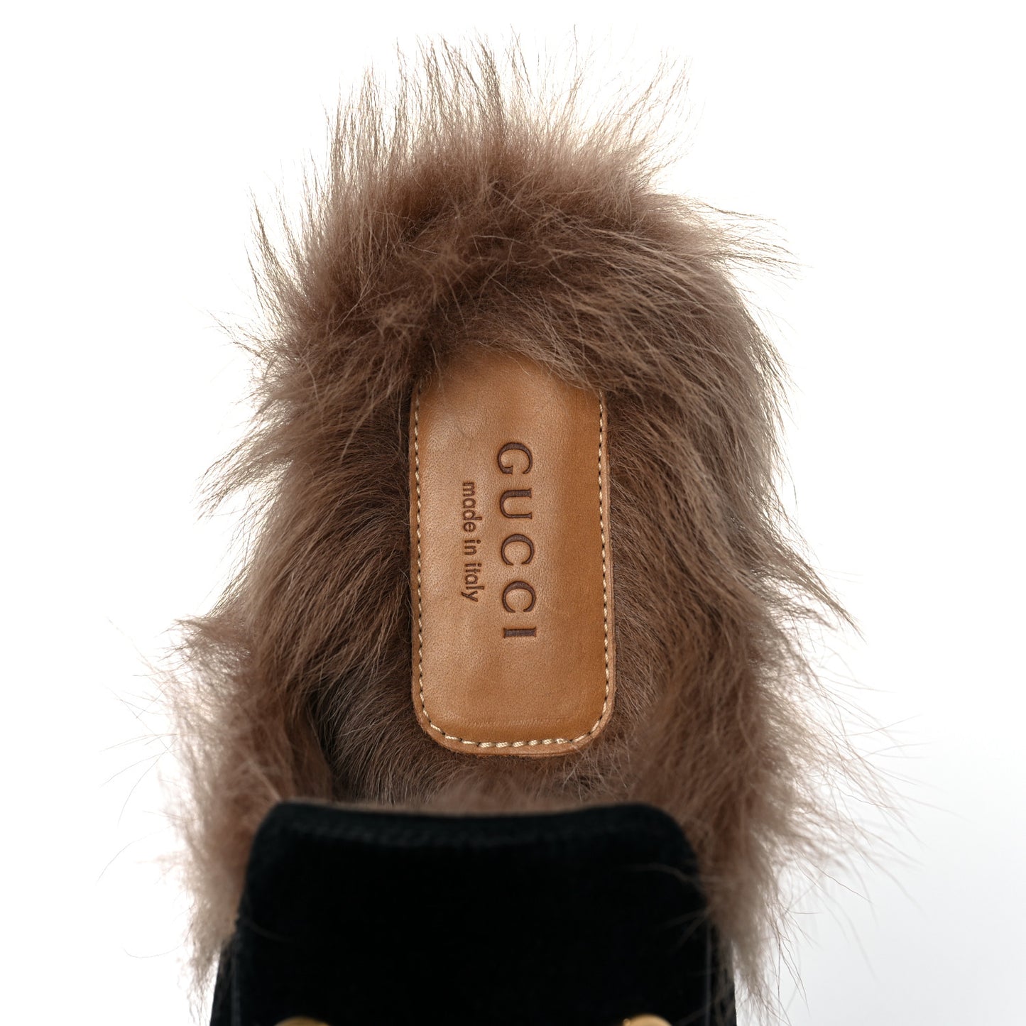 Velvet Fur Womens Princetown Slippers 35.5 Black