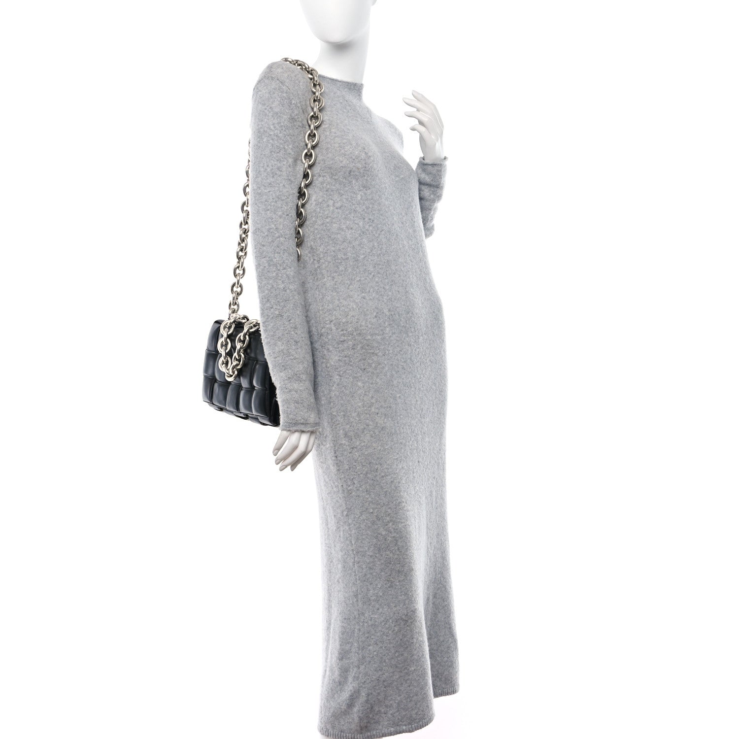 Bottega Veneta BOTTEGA VENETA Lambskin Maxi Intreccio Padded Chain Cassette Crossbody Bag Black 2 of 12