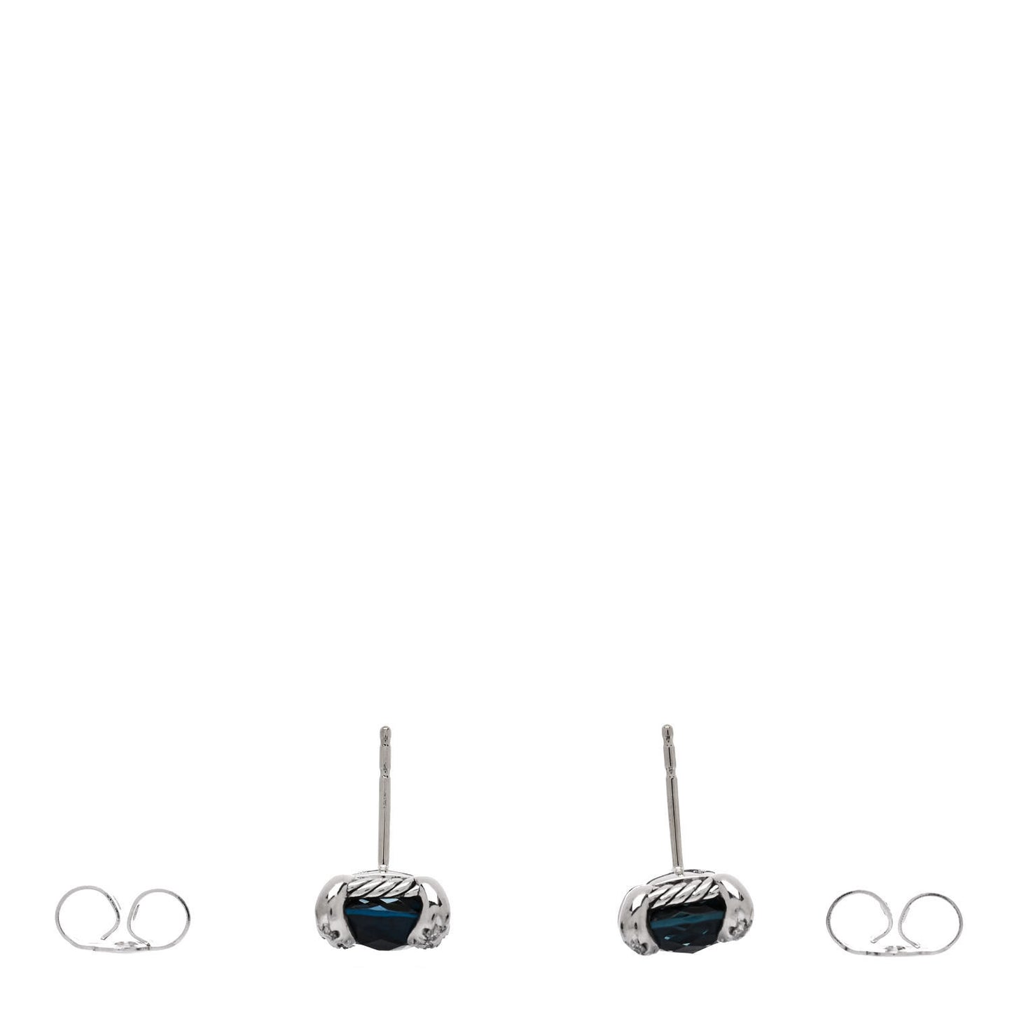 Sterling Silver Diamond Hampton Blue Topaz 9mm Chatelaine Earrings