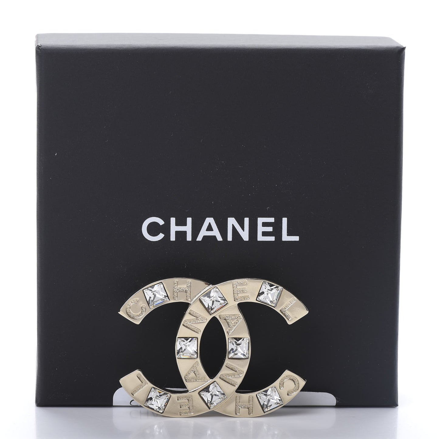 Baguette Crystal Logo CC Brooch Gold