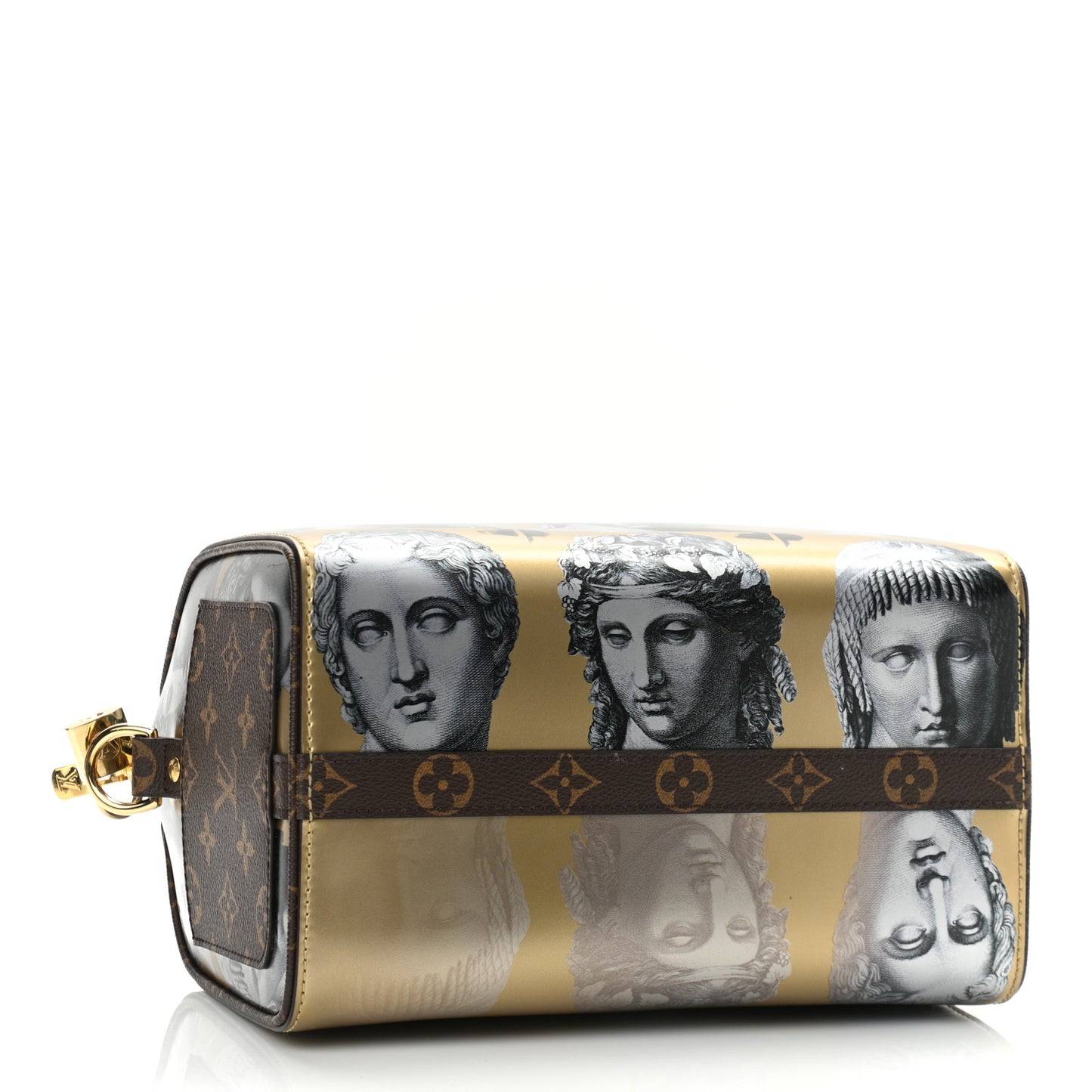 X FORNASETTI Calfskin Fornasetti Speedy Bandouliere 25 Gold