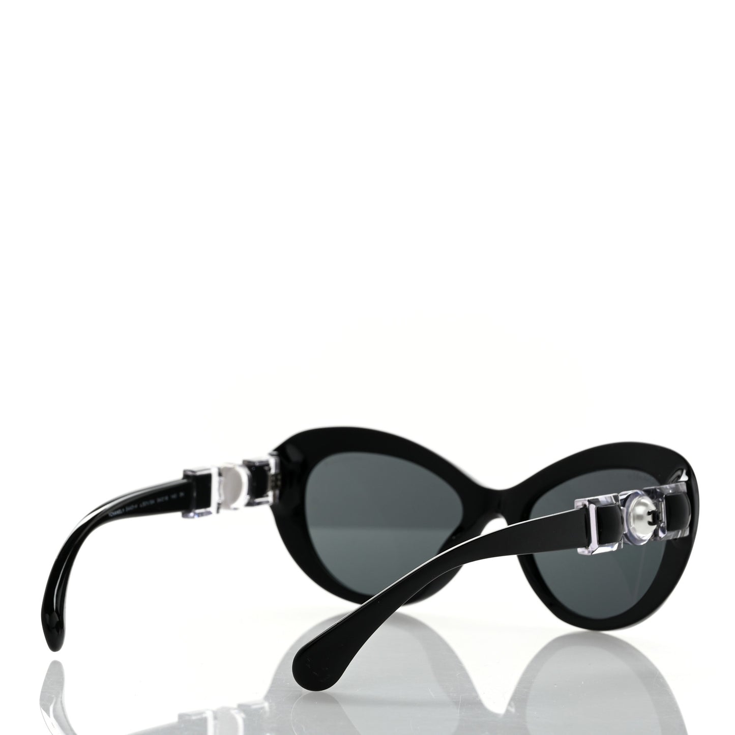 Acetate Glass Pearls Cat Eye Sunglasses 5443-H Black