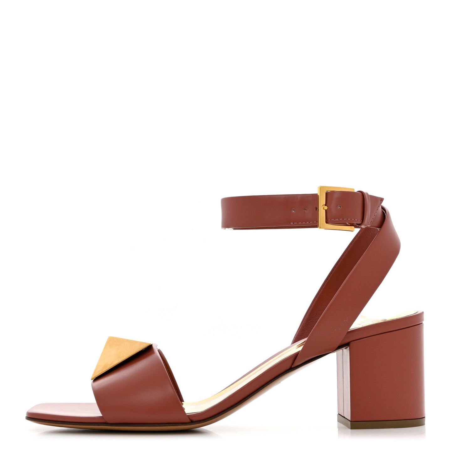 Calfskin One Stud Ankle Strap 60mm Sandals 37.5 Gingerbread