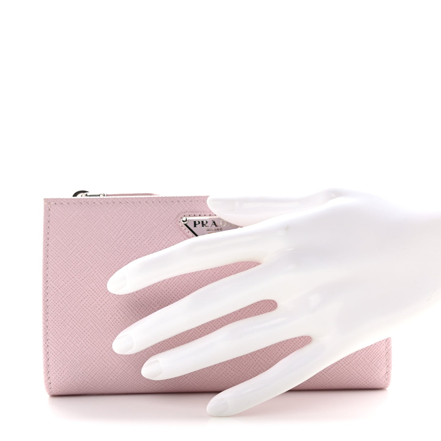 Saffiano Triangle Continental Zip Wallet Alabastro