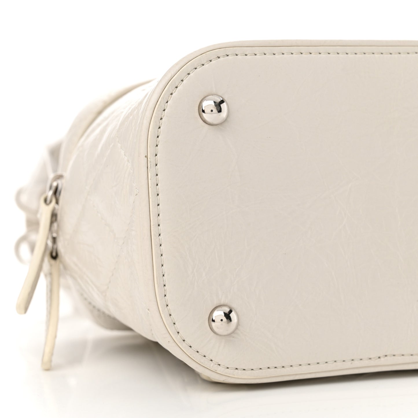 Crumpled Calfskin PVC Quilted Backpack White