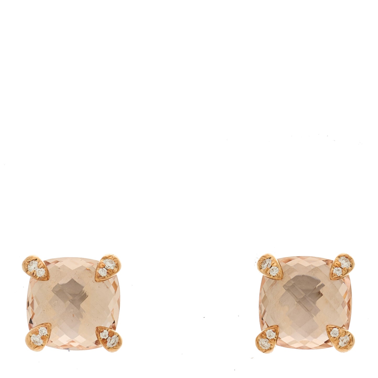18K Rose Gold Diamond Morganite 8mm Chatelaine Earrings