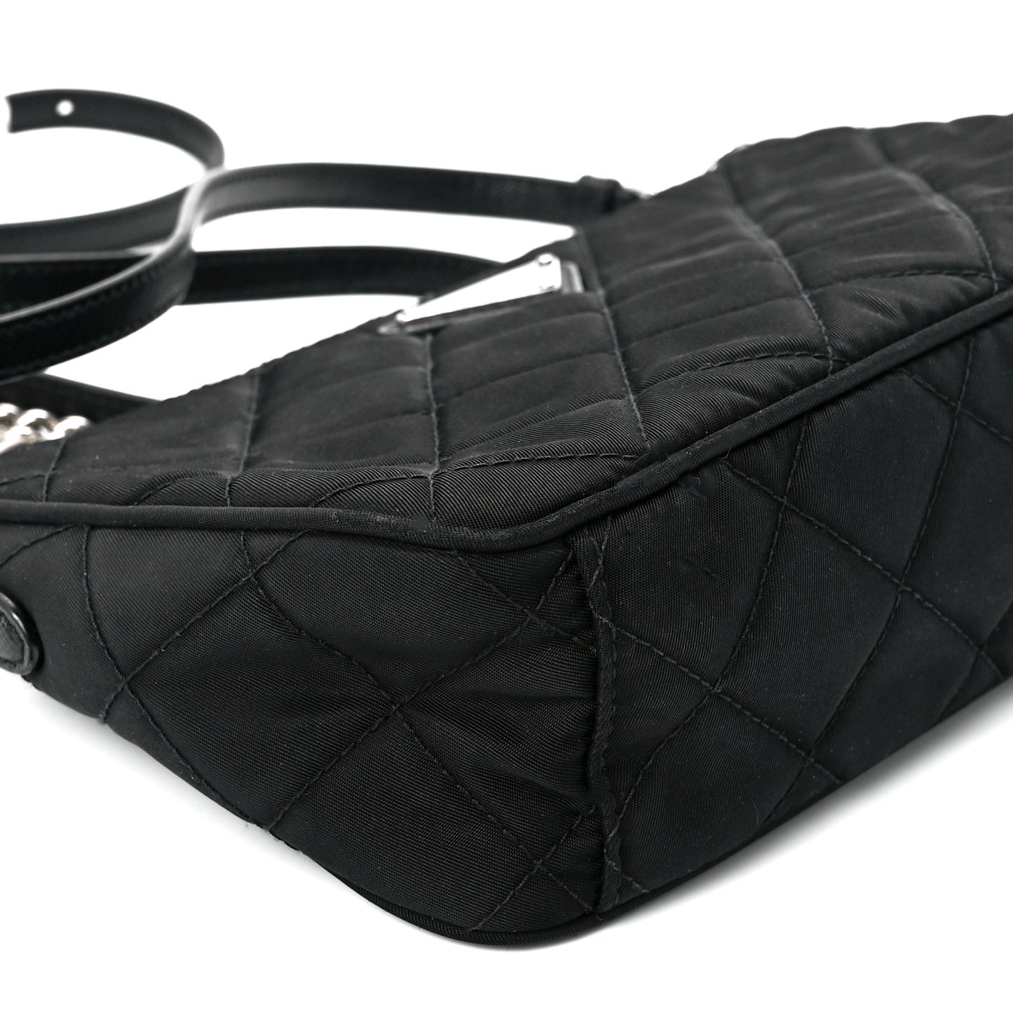 Nylon Tessuto Impuntu Quilted Crossbody Bag Black
