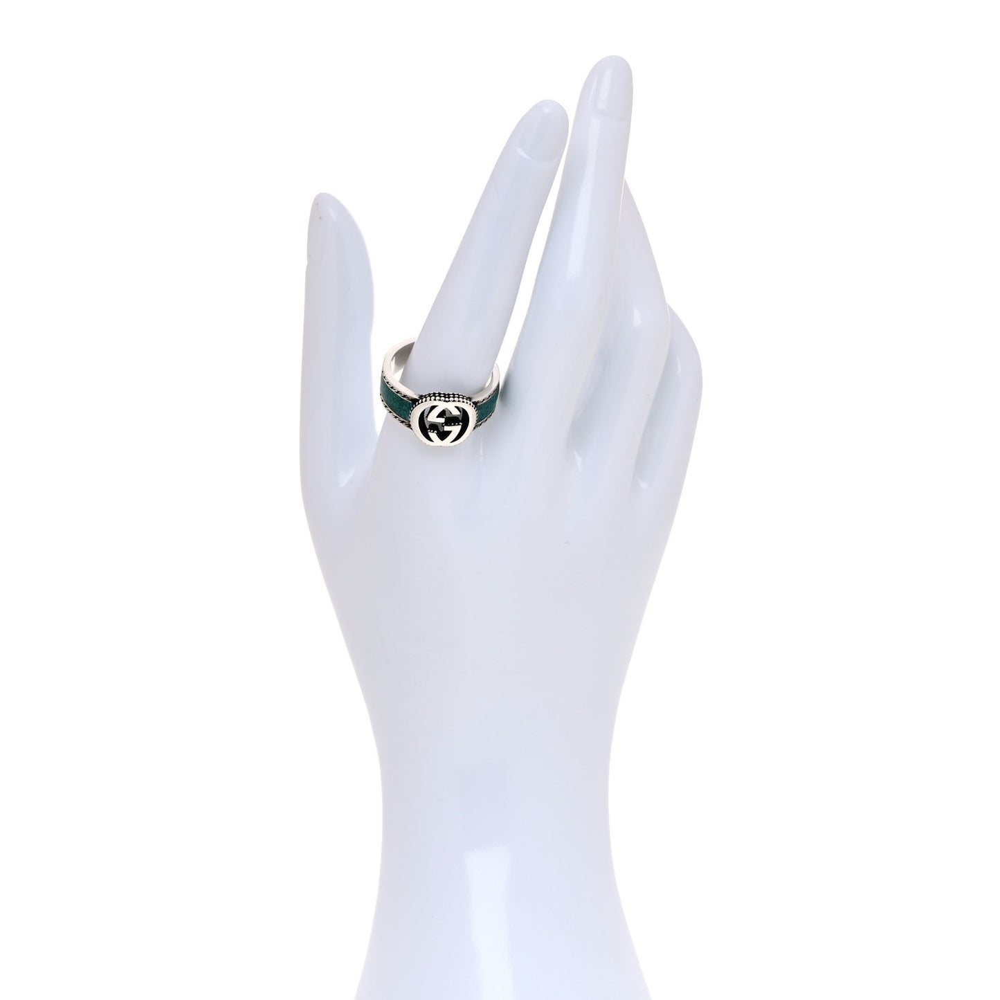 Sterling Silver Resin Interlocking G Band Ring 64 10.75 Turquoise