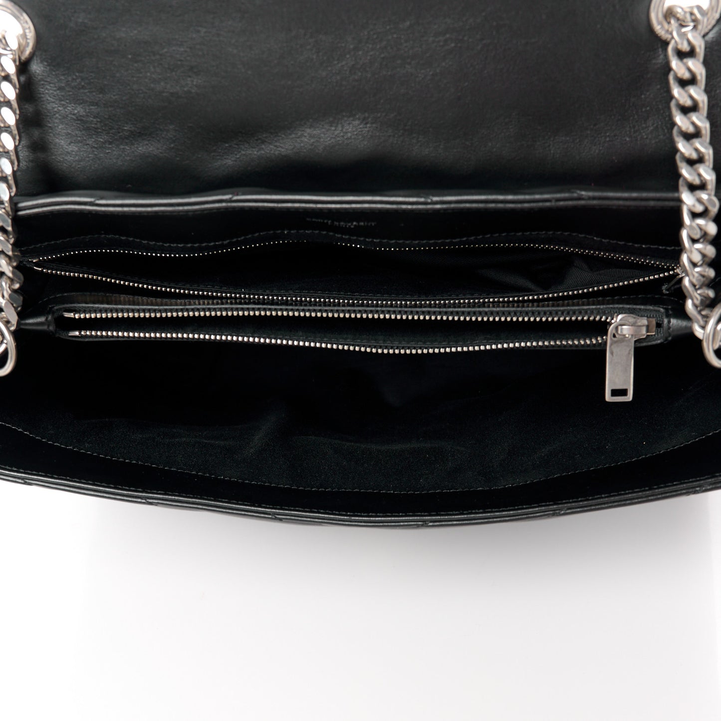 Calfskin Y Quilted Monogram Large Loulou Chain Satchel Black