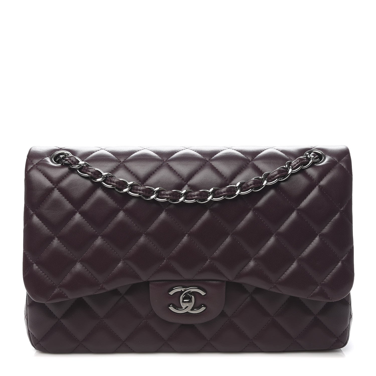 Chanel Lambskin Quilted Jumbo Double Flap Purple 1 of 12