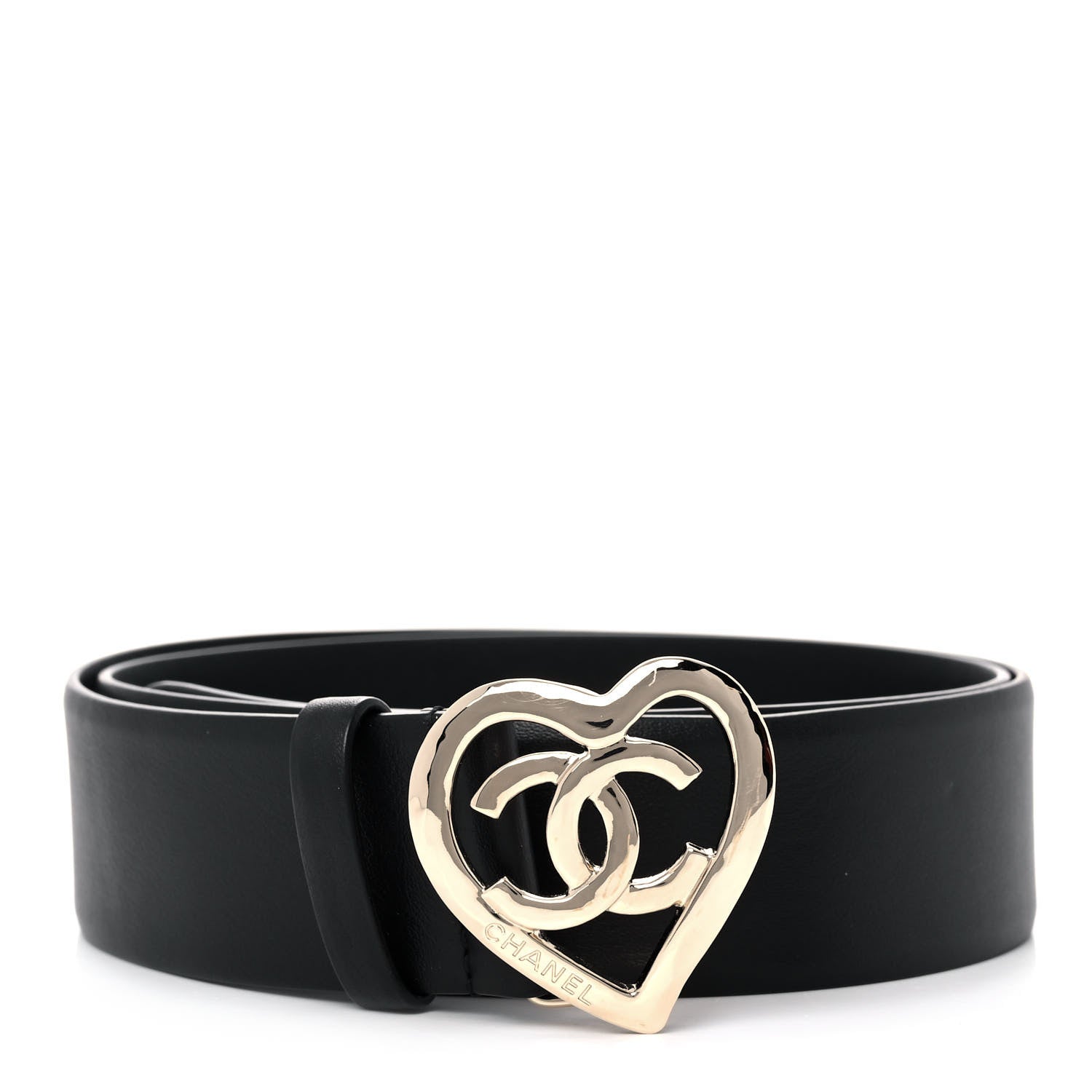 Chanel Calfskin CC Heart Coco In Love Belt 90 36 Black 1011524