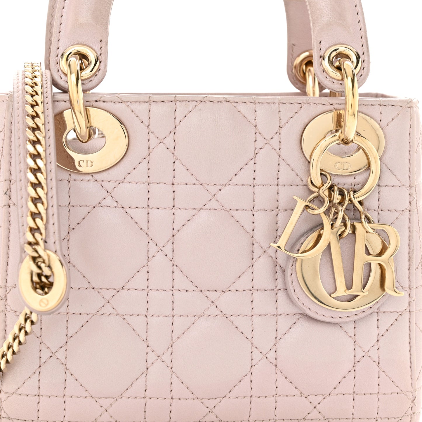 Metallic Lambskin Cannage Mini Lady Dior Lotus