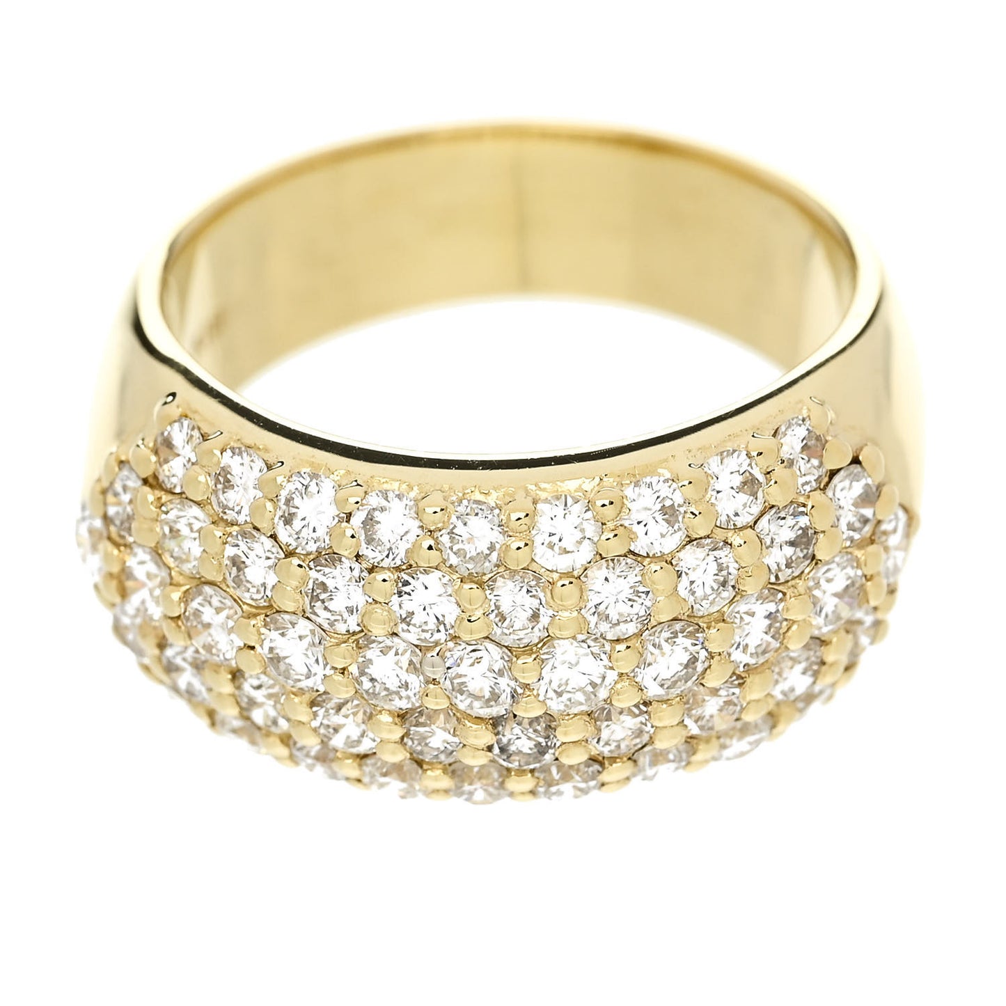 18K Yellow Gold Diamond 1.68ctw Five Row Ring 53 6.5