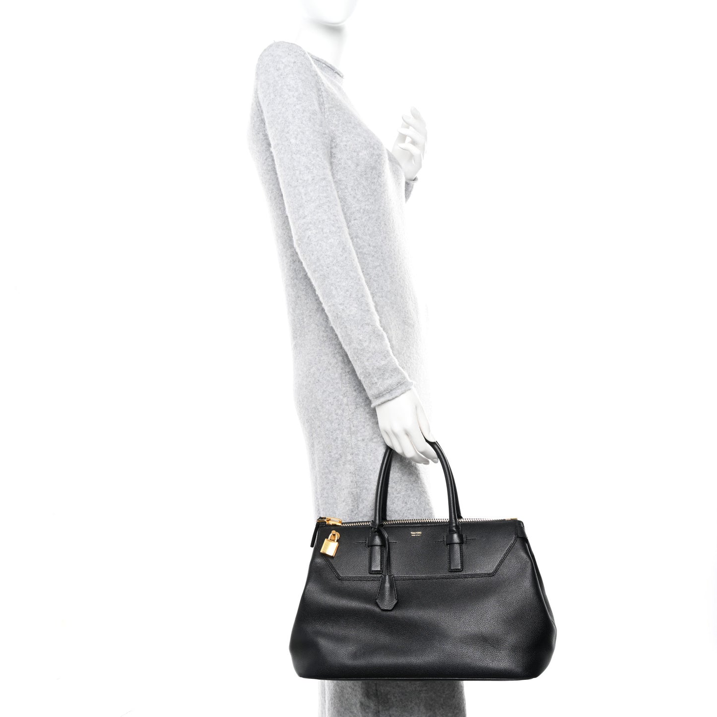 Pebbled Calfskin Medium Petra Bag Black