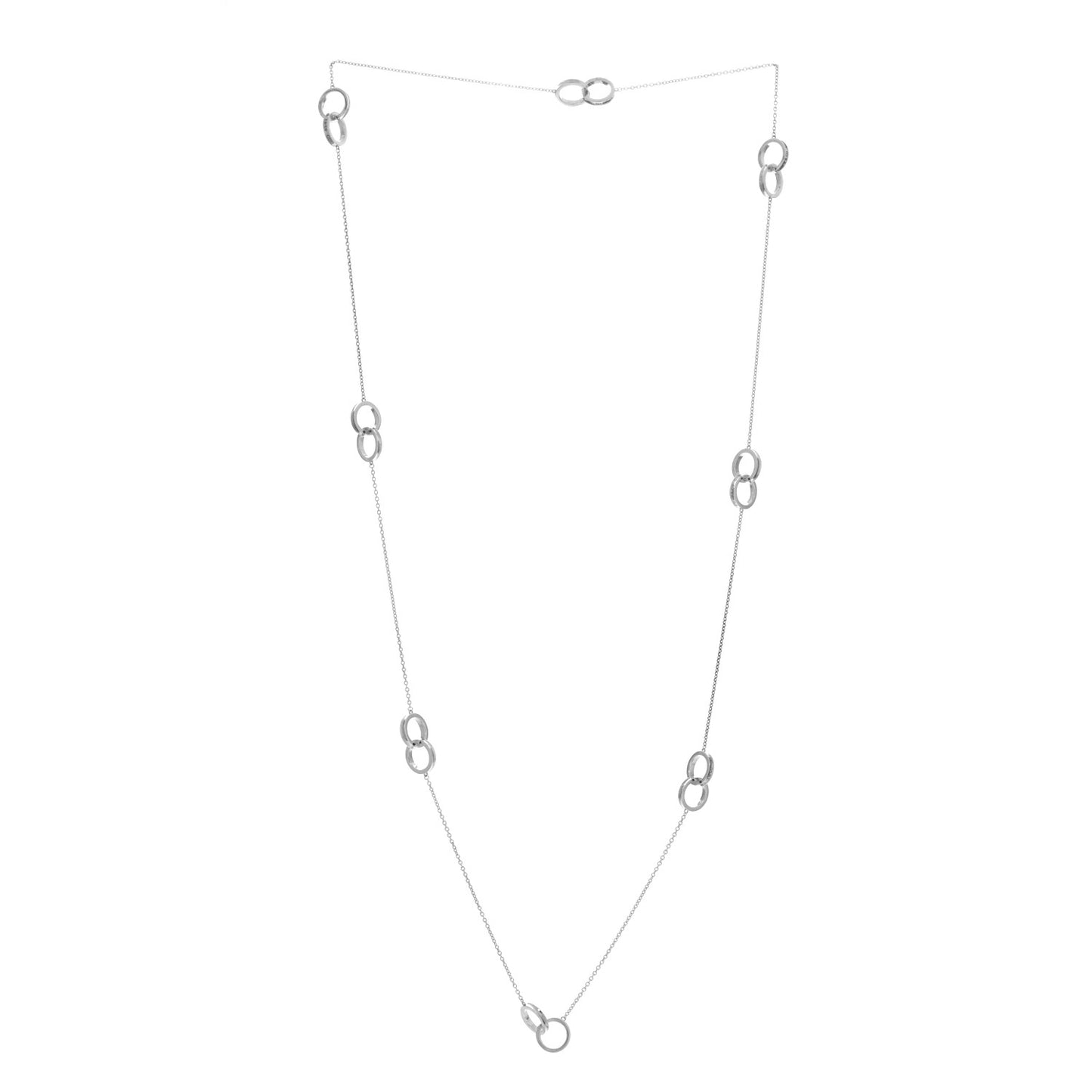 Sterling Silver 1837 Interlocking Circles Station Long Necklace