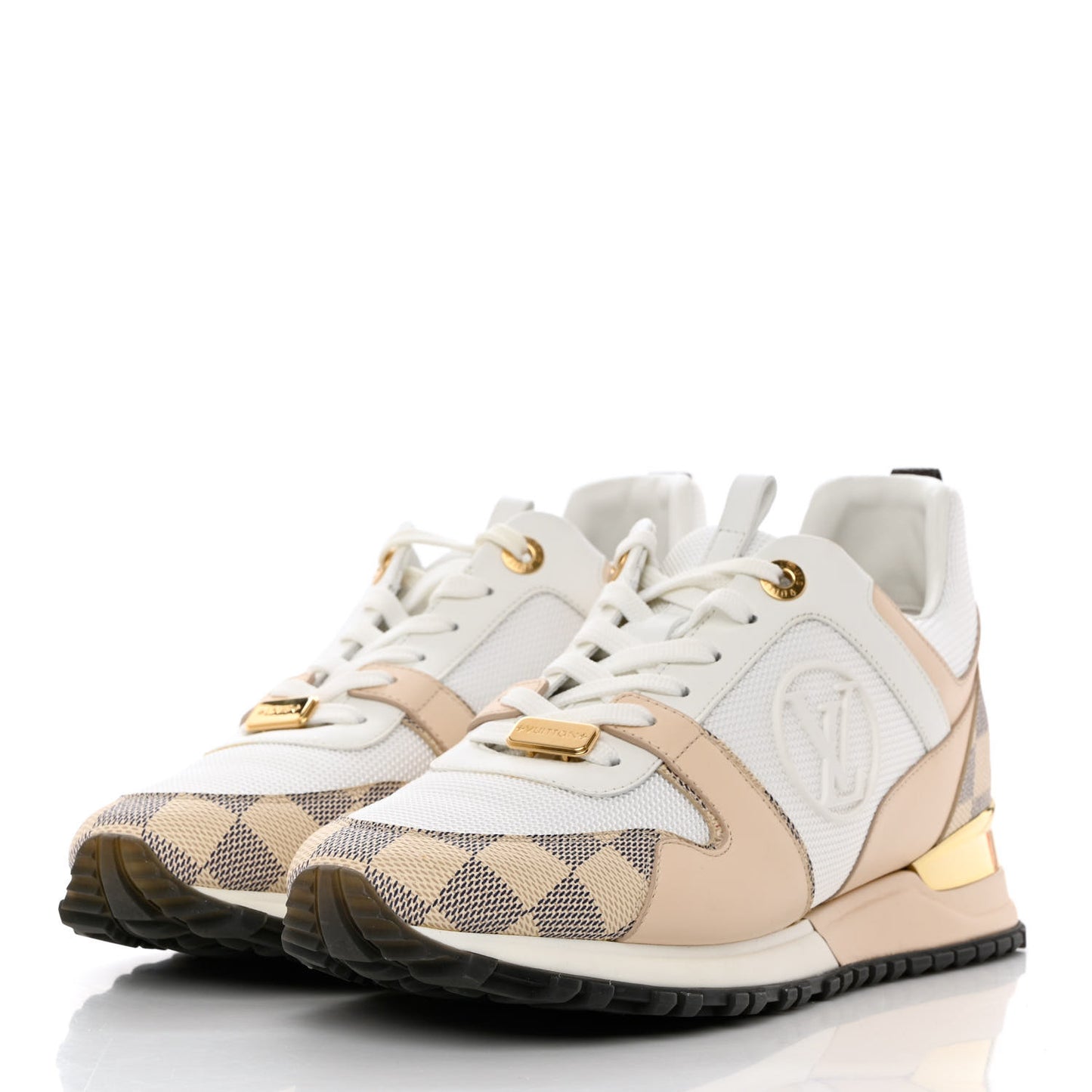 Calfskin Damier Azur Run Away Sneakers 39.5 White
