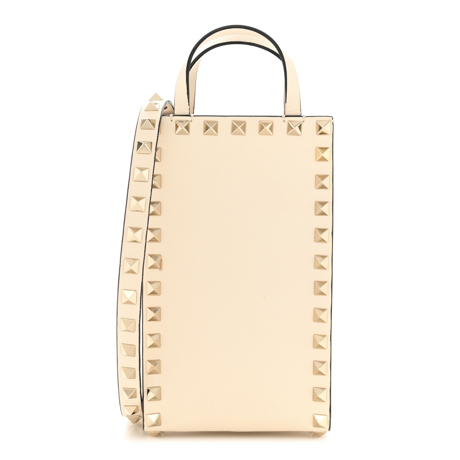 Valentino Garavani Calfskin Rockstud Phone Holder Ivory 1 of 11