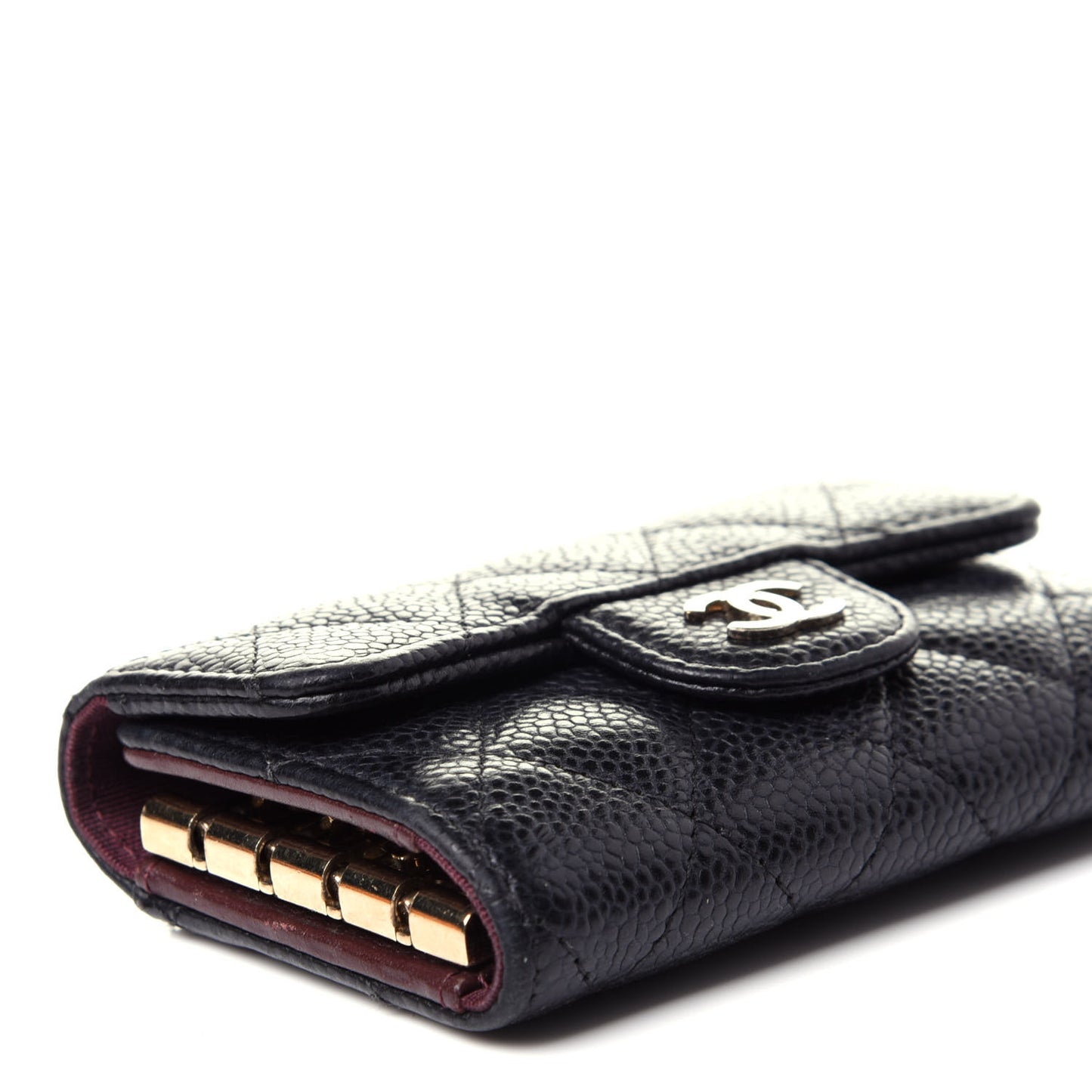 Caviar Quilted Classic 4 Key Holder Wallet Black