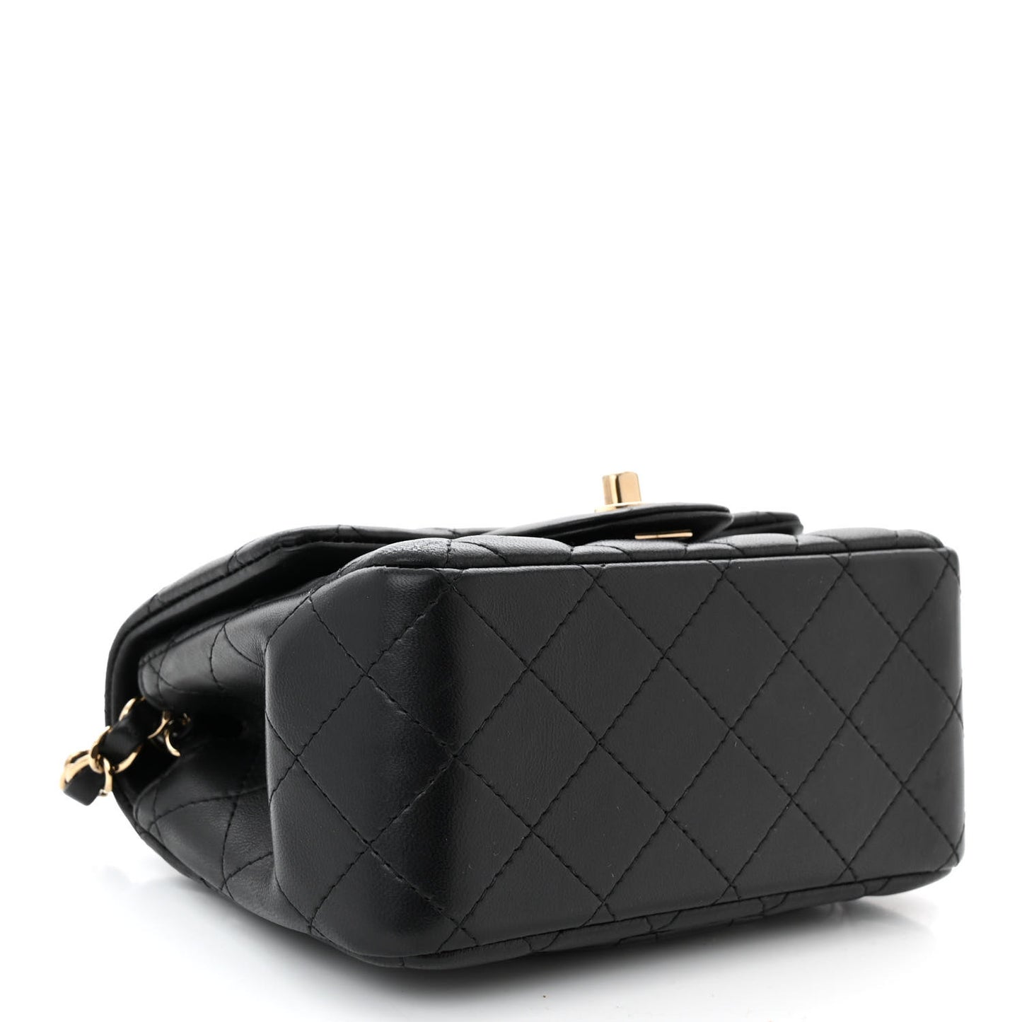 Lambskin Quilted Mini Square Flap Black