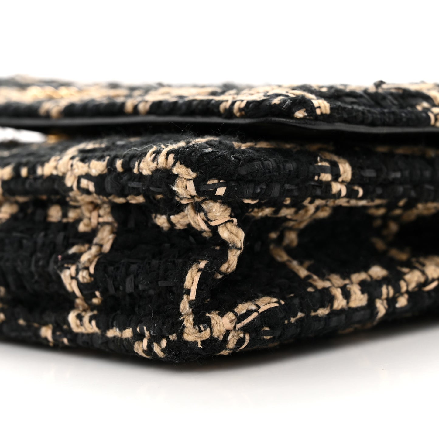 Tweed Quilted Chanel 19 Wallet On Chain WOC Black Beige