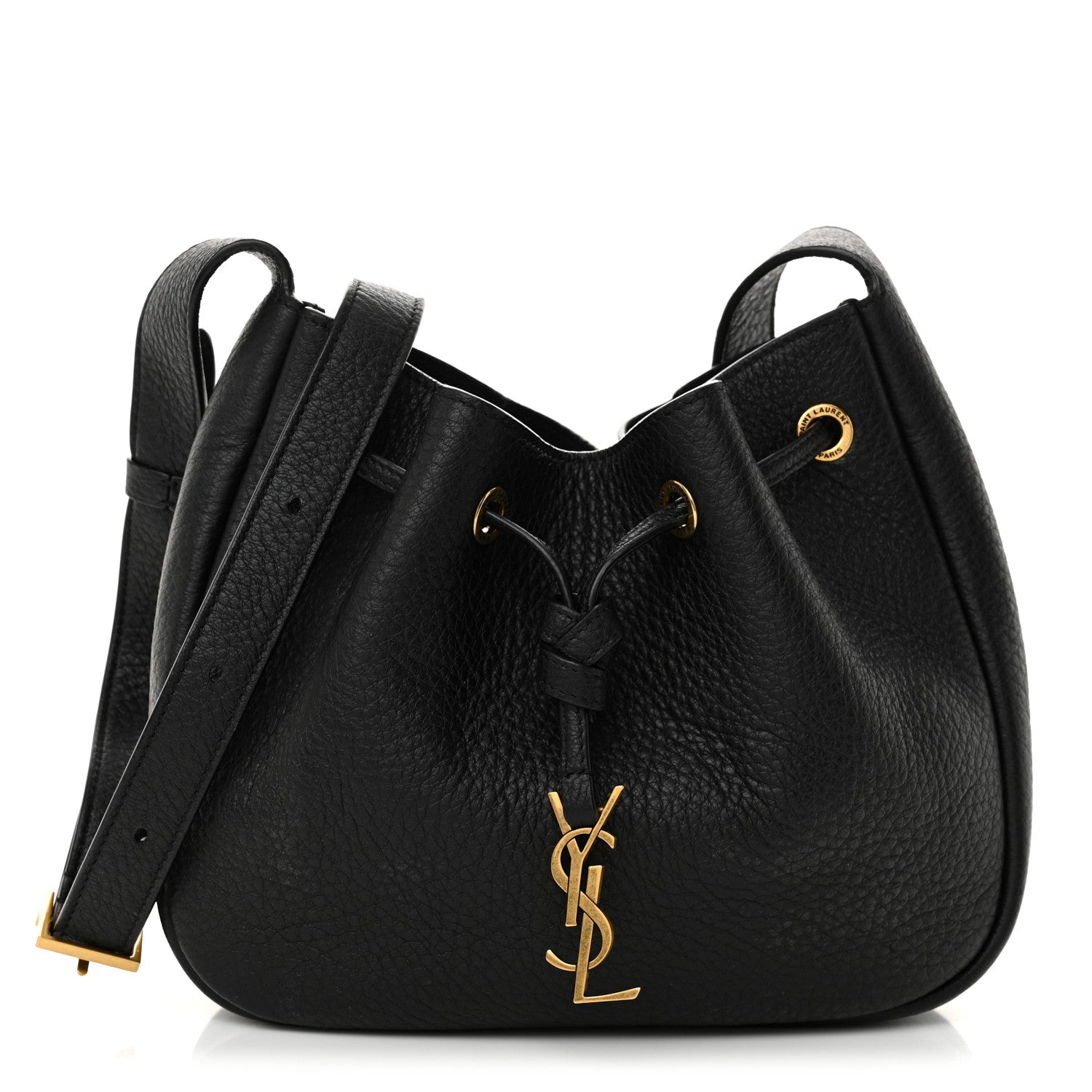 ハート［SAINT LAURENT PARIS】 Saint Laurent Grained Calfskin Paris VII Mini Flat Hobo Black