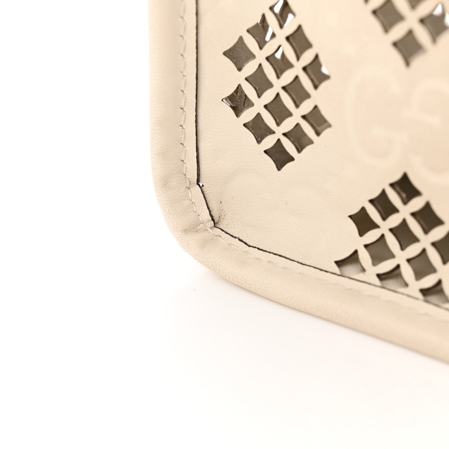 Calfskin GG Monogram Diamond Cut Small Ophidia Tote Bag Off White