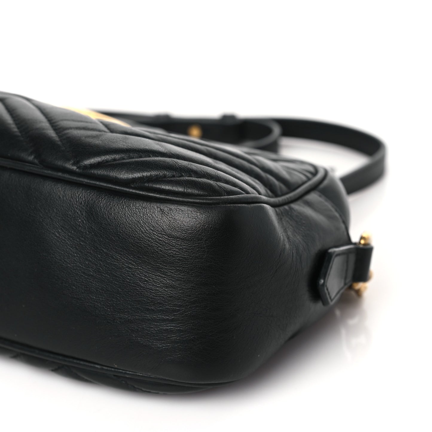 Calfskin Matelasse Small GG Marmont Chain Shoulder Bag Black