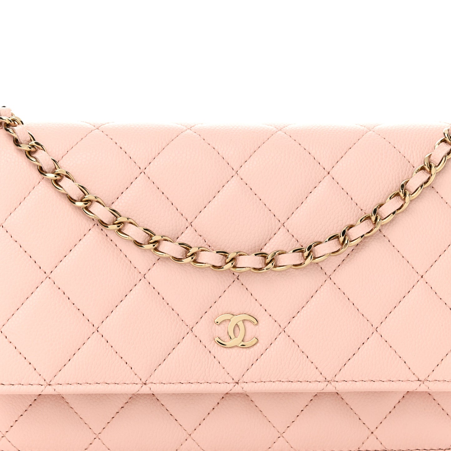 Caviar Quilted Wallet on Chain WOC Light Pink