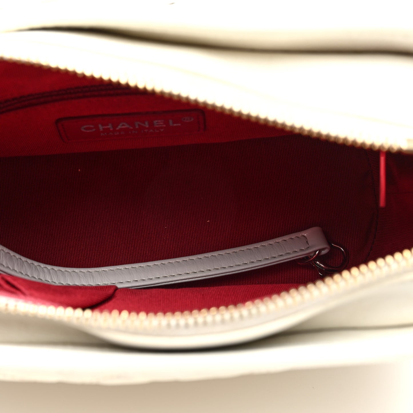 Aged Calfskin Quilted Small Gabrielle Hobo White