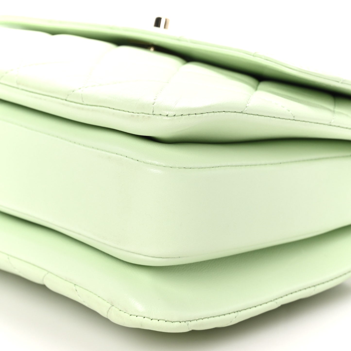 Lambskin Quilted Small Trendy CC Flap Dual Handle Bag Light Green