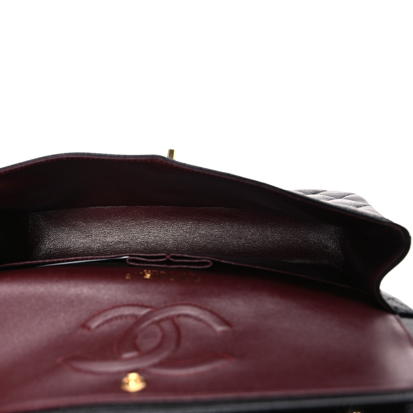 Caviar Quilted Medium Double Flap Black