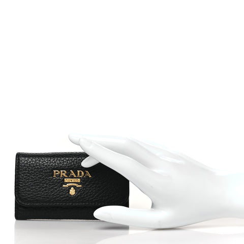 Vitello Grain Move 6 Key Holder Black