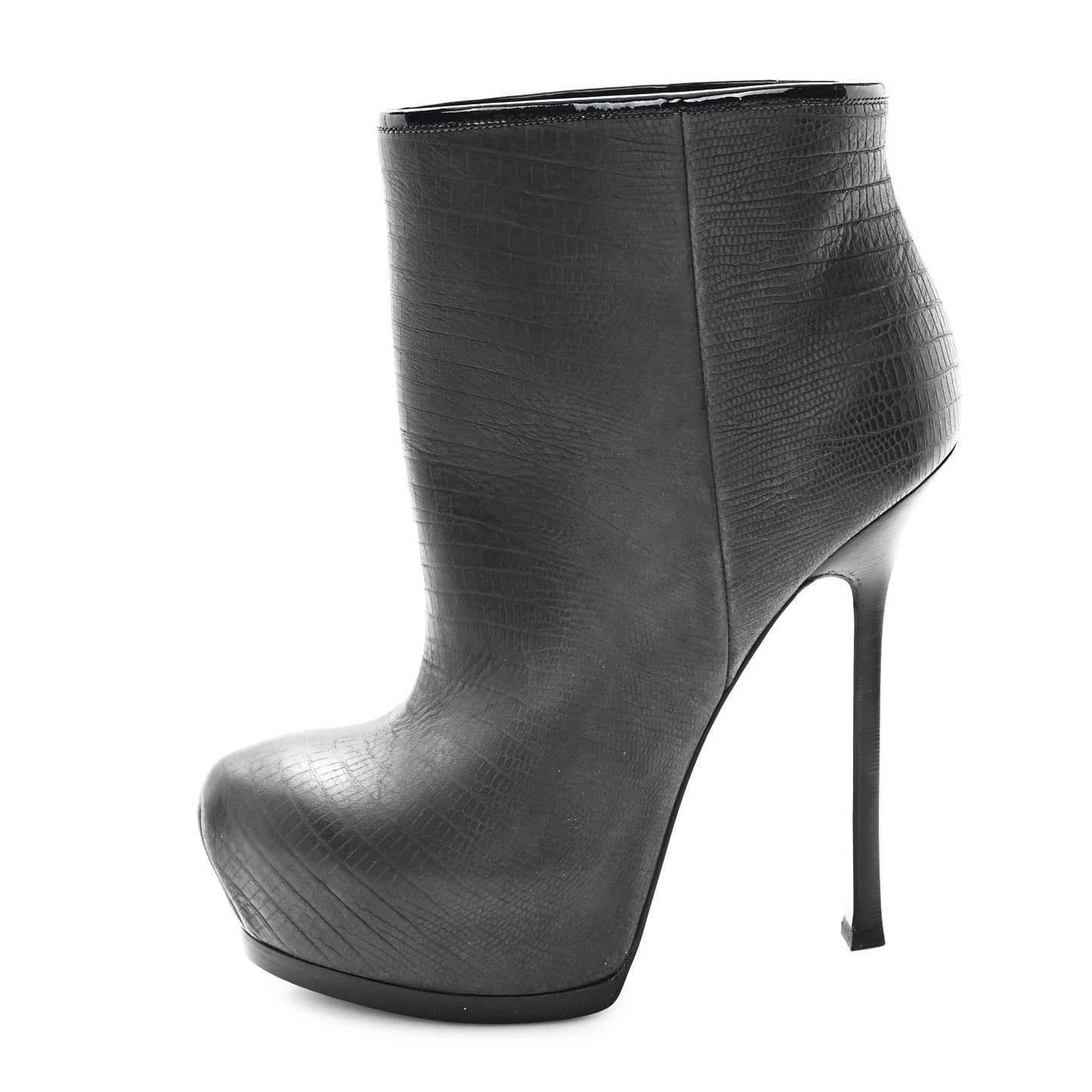 Calfskin Lizard Embossed Tribtoo 105 Platform Booties 37 Black