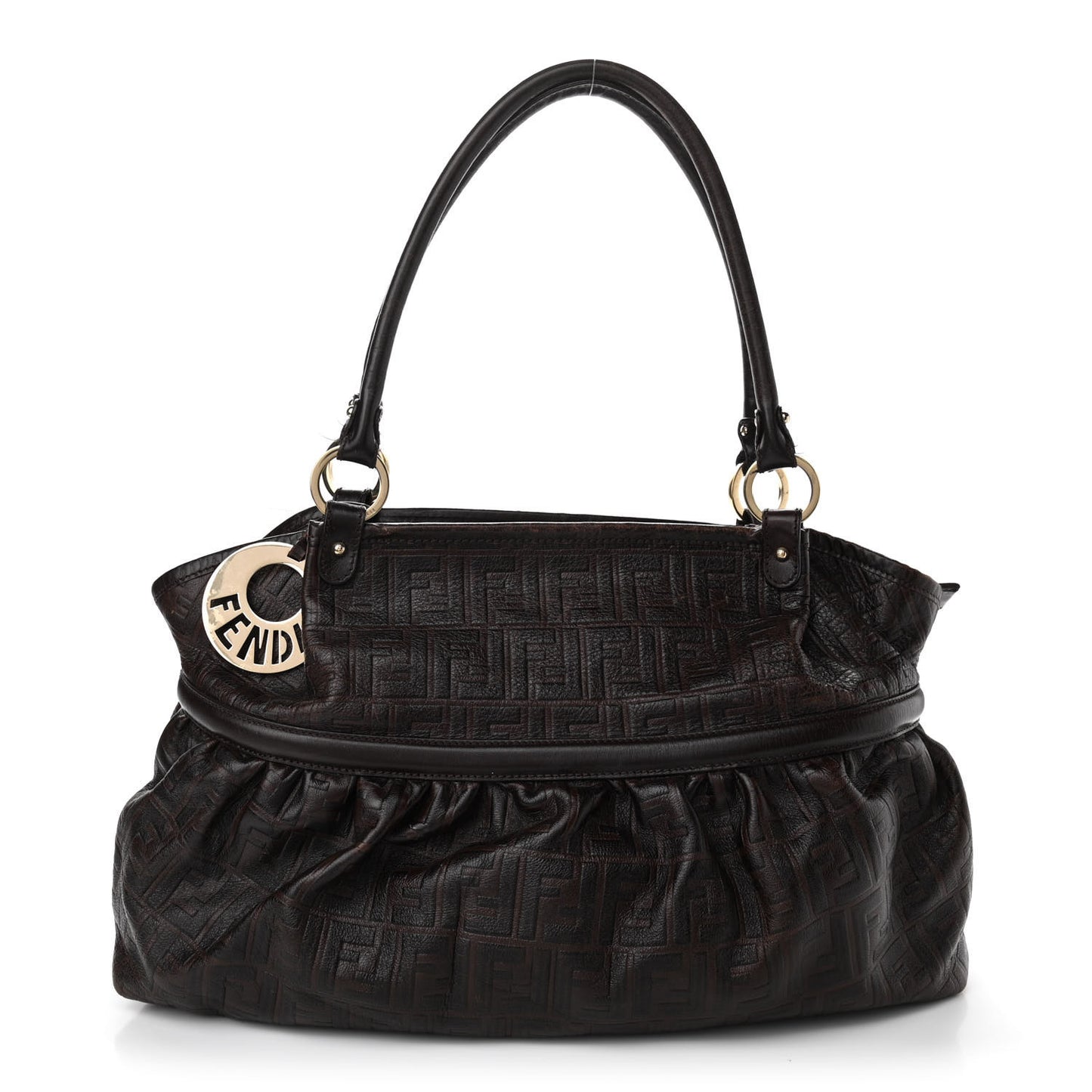 Calfskin FF Embossed Chef Shopper Tote Chocolate