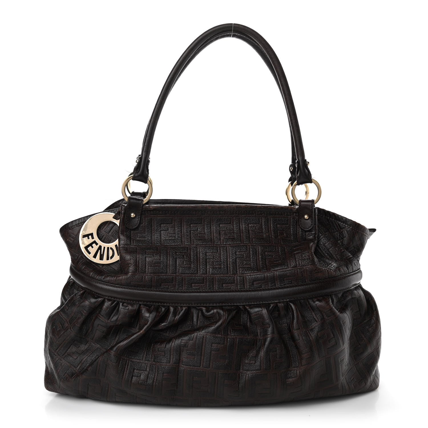 Fendi Calfskin FF Embossed Chef Shopper Tote Chocolate 1 of 15